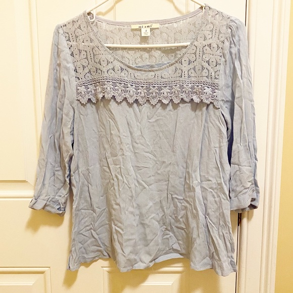 Francesca's Collections Tops - Miami | Light blue lace & crochet top